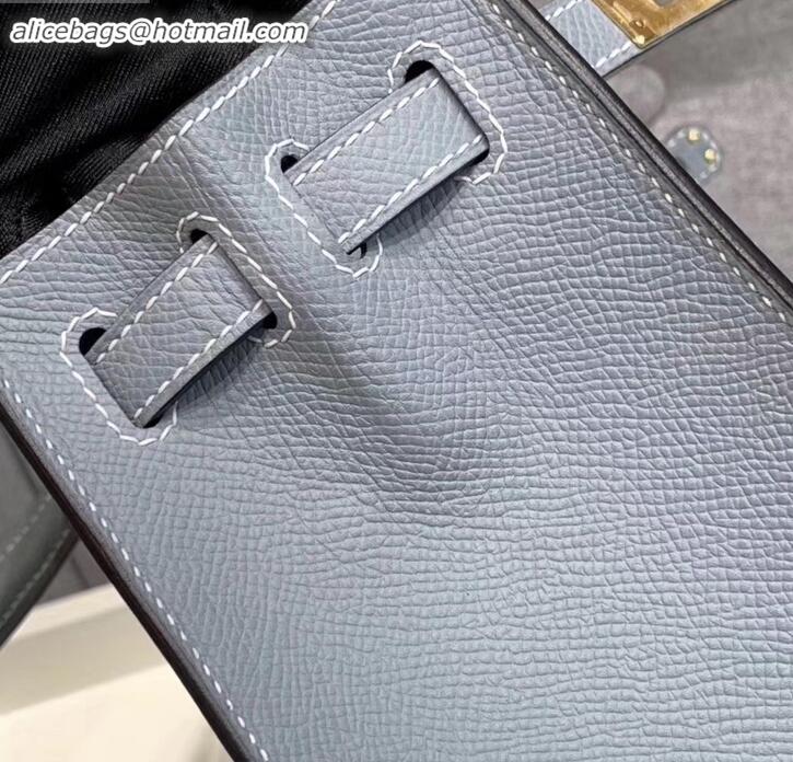 Grade Hermes Kelly 25cm Bag in Original Epsom Leather H091420 Baby Blue