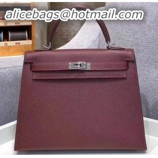 Discount Hermes Kelly 25cm Bag in Original Epsom Leather H091420 Burgundy