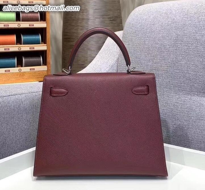 Discount Hermes Kelly 25cm Bag in Original Epsom Leather H091420 Burgundy