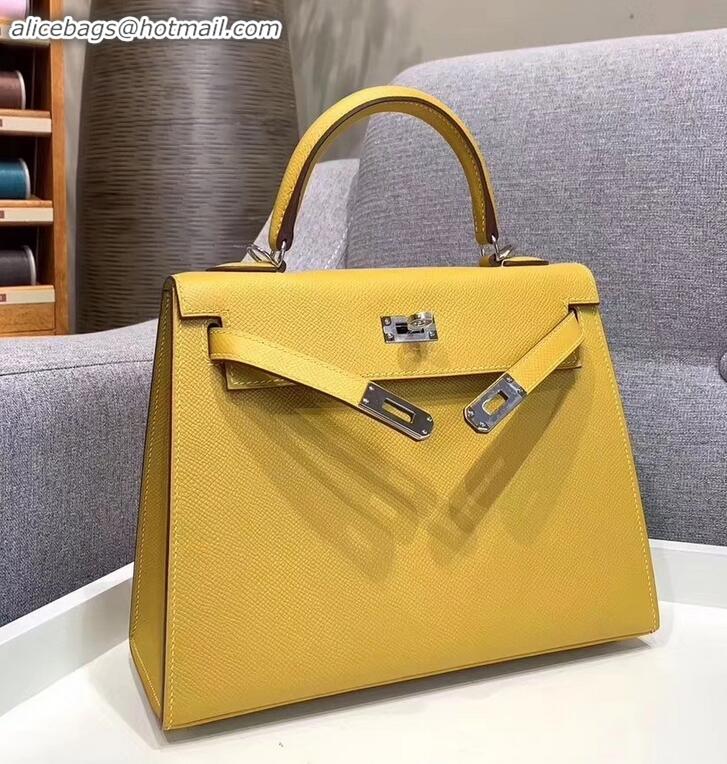 AAAAA Hermes Kelly 25cm Bag in Original Epsom Leather H091420 Yellow