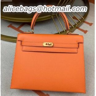 Beautiful Hermes Kelly 25cm Bag in Original Epsom Leather H091420 Orange