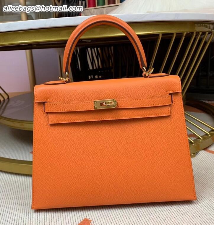 Beautiful Hermes Kelly 25cm Bag in Original Epsom Leather H091420 Orange