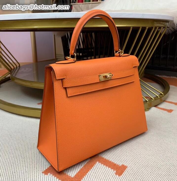 Beautiful Hermes Kelly 25cm Bag in Original Epsom Leather H091420 Orange