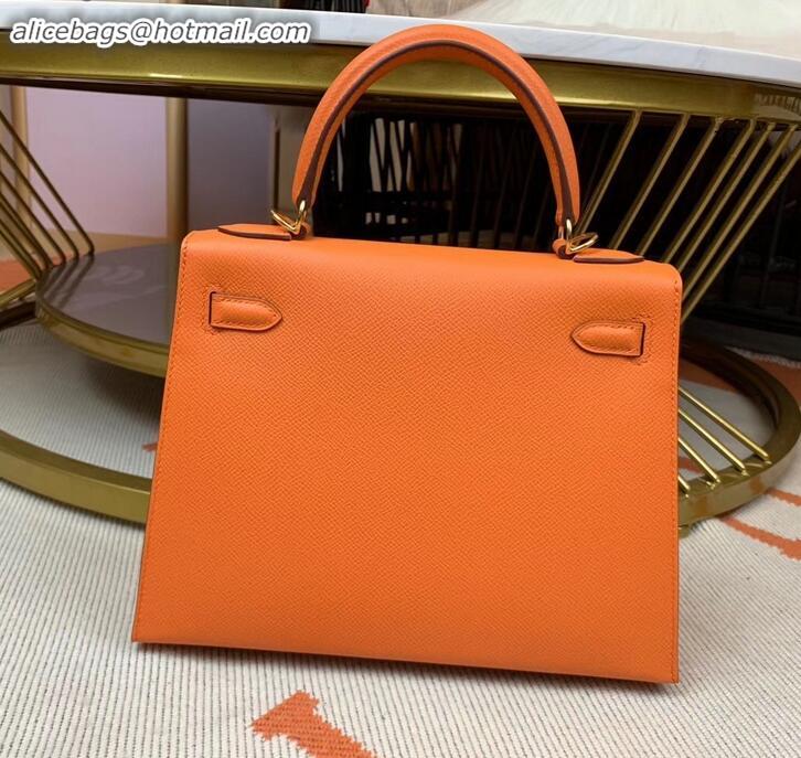 Beautiful Hermes Kelly 25cm Bag in Original Epsom Leather H091420 Orange