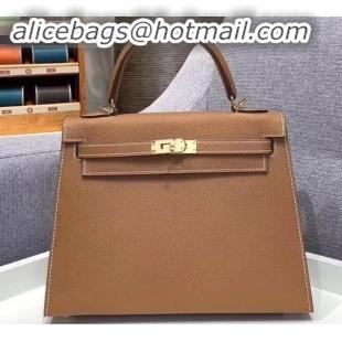 Duplicate Hermes Kelly 25cm Bag in Original Epsom Leather H091420 Brown