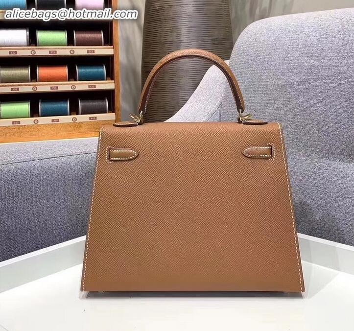 Duplicate Hermes Kelly 25cm Bag in Original Epsom Leather H091420 Brown