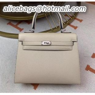 Sophisticated Hermes Kelly 25cm Bag in Original Epsom Leather H091420 Pale Gray