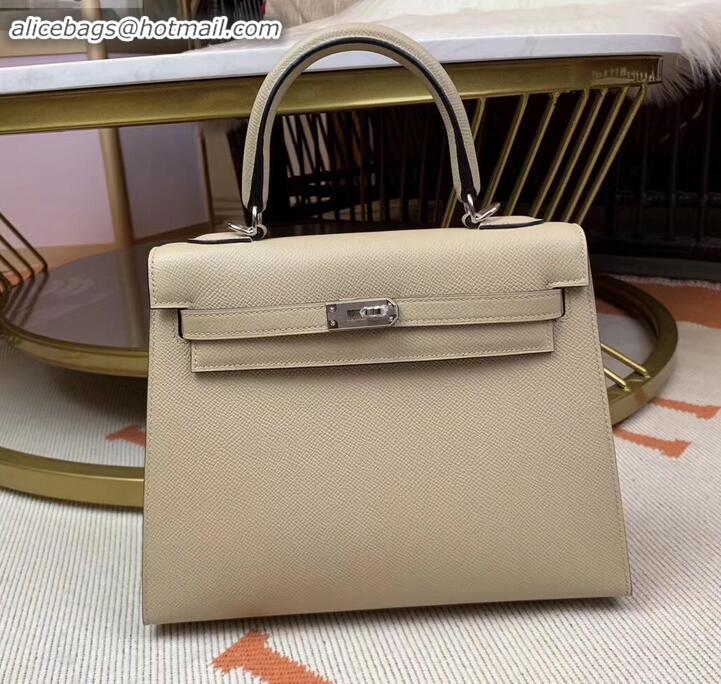 Sophisticated Hermes Kelly 25cm Bag in Original Epsom Leather H091420 Pale Gray