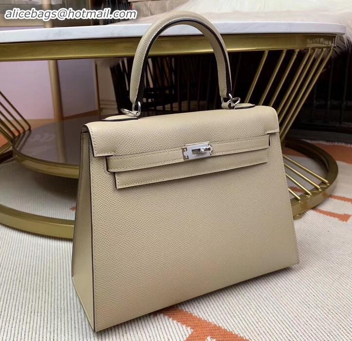 Sophisticated Hermes Kelly 25cm Bag in Original Epsom Leather H091420 Pale Gray