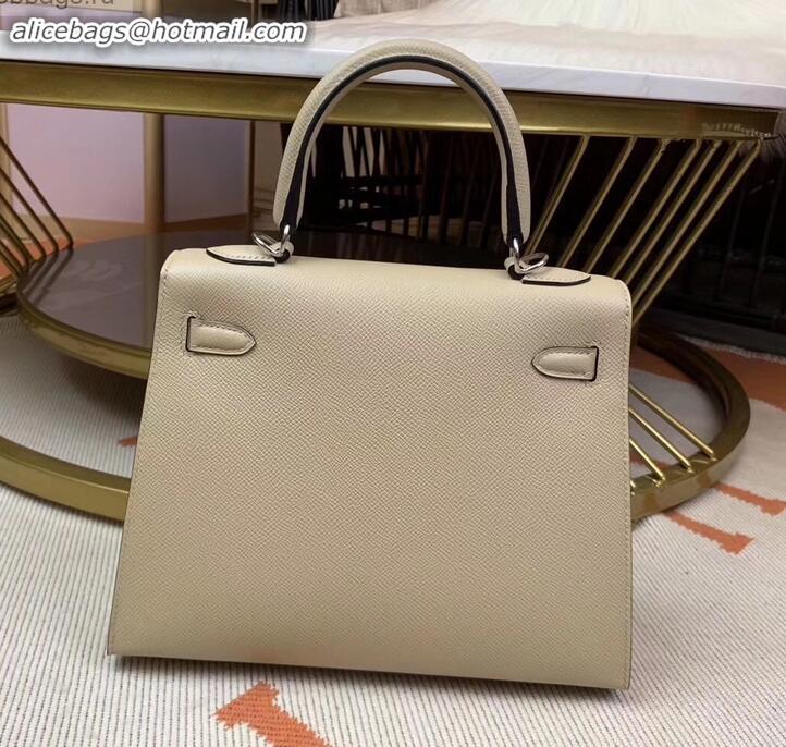 Sophisticated Hermes Kelly 25cm Bag in Original Epsom Leather H091420 Pale Gray