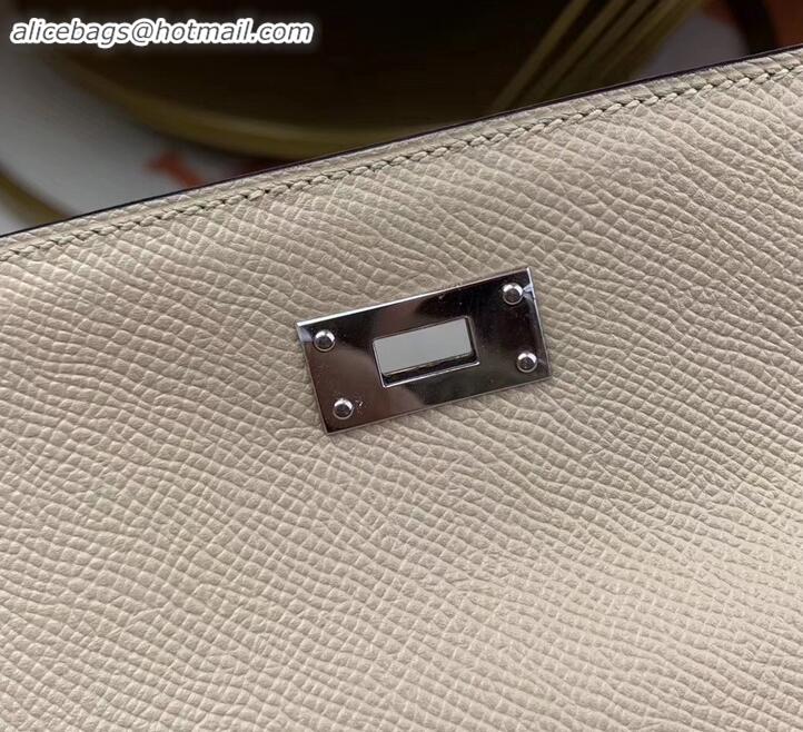 Sophisticated Hermes Kelly 25cm Bag in Original Epsom Leather H091420 Pale Gray