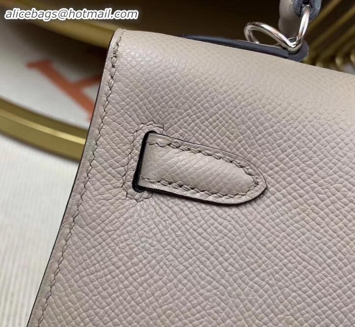 Grade Hermes Kelly 25cm Bag in Original Epsom Leather H091420 Light Gray