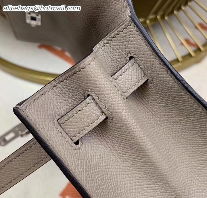 Grade Hermes Kelly 25cm Bag in Original Epsom Leather H091420 Light Gray