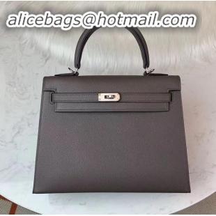 Duplicate Hermes Kelly 25cm Bag in Original Epsom Leather H091420 Gray