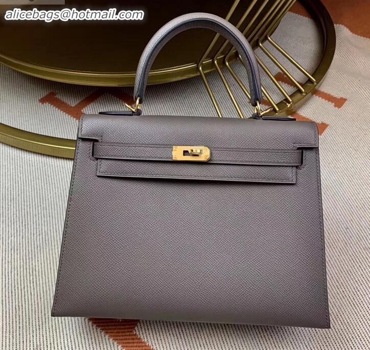 Duplicate Hermes Kelly 25cm Bag in Original Epsom Leather H091420 Gray