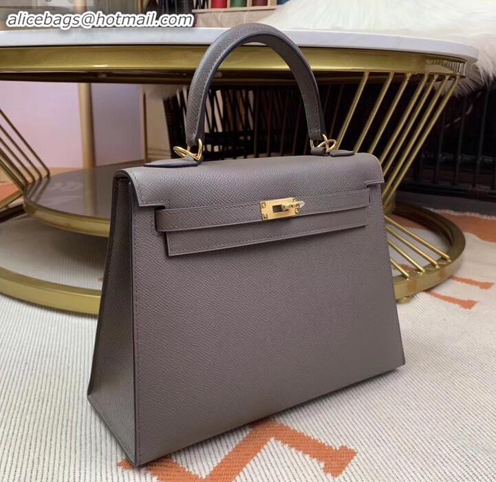 Duplicate Hermes Kelly 25cm Bag in Original Epsom Leather H091420 Gray