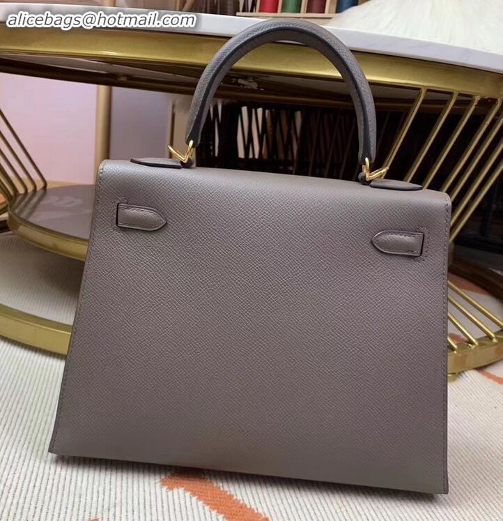 Duplicate Hermes Kelly 25cm Bag in Original Epsom Leather H091420 Gray