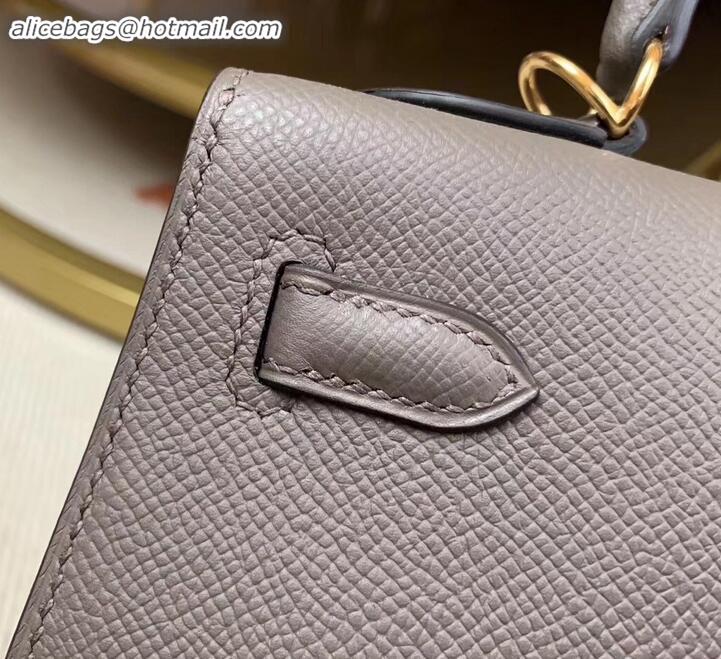 Duplicate Hermes Kelly 25cm Bag in Original Epsom Leather H091420 Gray