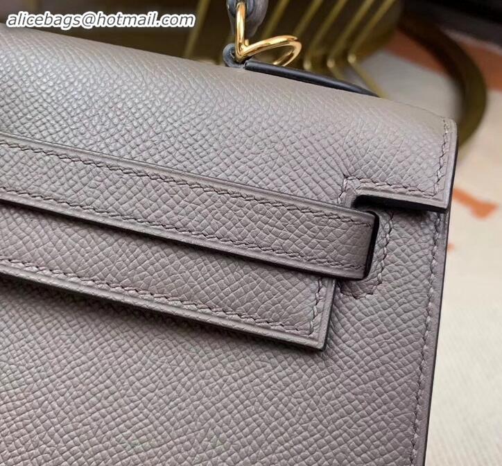 Duplicate Hermes Kelly 25cm Bag in Original Epsom Leather H091420 Gray