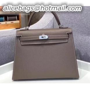 Top Quality Hermes Kelly 25cm Bag in Original Epsom Leather H091420 Elephant Gray