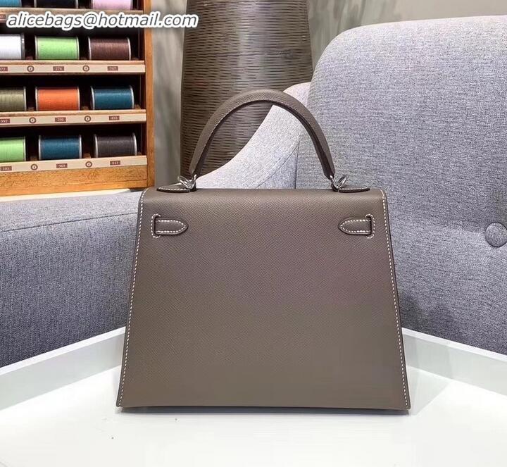 Top Quality Hermes Kelly 25cm Bag in Original Epsom Leather H091420 Elephant Gray