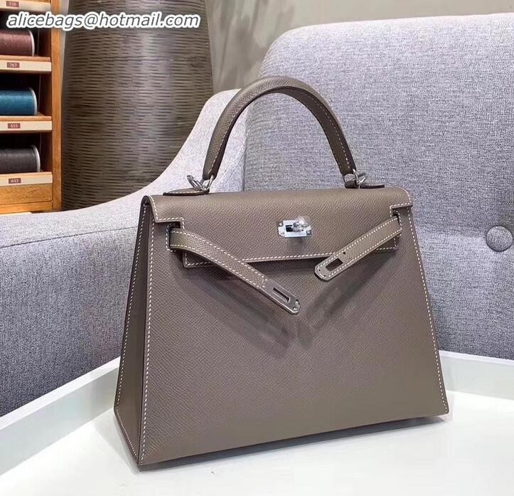 Top Quality Hermes Kelly 25cm Bag in Original Epsom Leather H091420 Elephant Gray