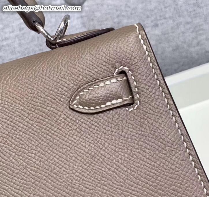 Top Quality Hermes Kelly 25cm Bag in Original Epsom Leather H091420 Elephant Gray