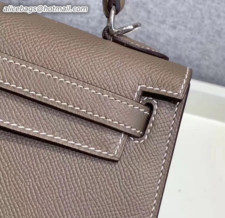 Top Quality Hermes Kelly 25cm Bag in Original Epsom Leather H091420 Elephant Gray