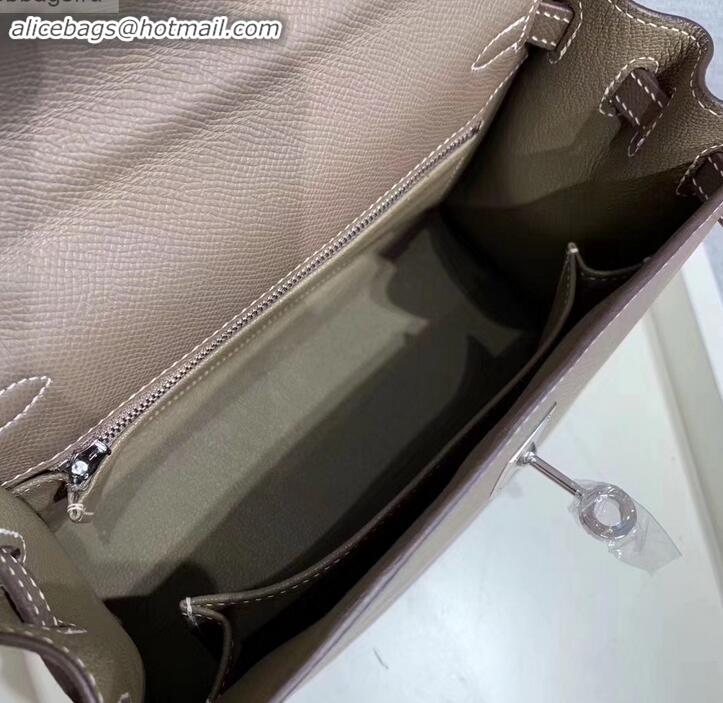 Top Quality Hermes Kelly 25cm Bag in Original Epsom Leather H091420 Elephant Gray