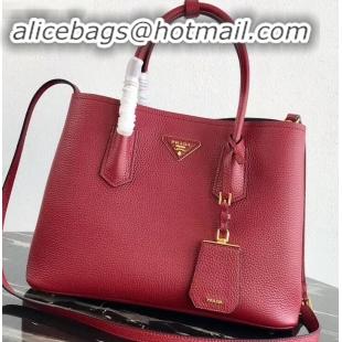 Stylish Prada Grained Leather Double Medium Tote Bag 1BG775/1BG008 Red