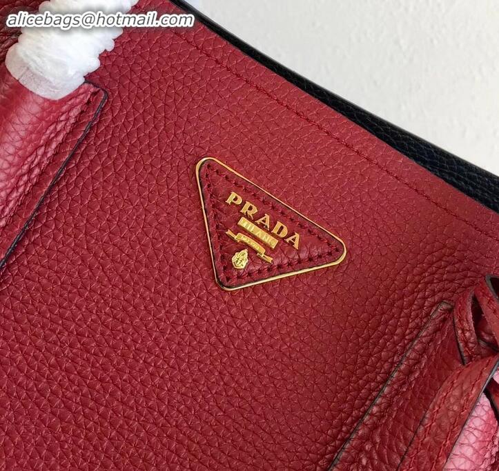 Stylish Prada Grained Leather Double Medium Tote Bag 1BG775/1BG008 Red