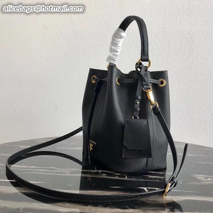 Classic Hot  Prada Saffiano Leather Bucket Bag 1BZ032 Black