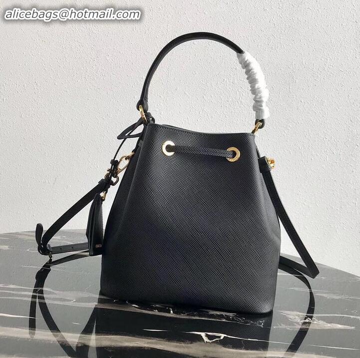 Classic Hot  Prada Saffiano Leather Bucket Bag 1BZ032 Black