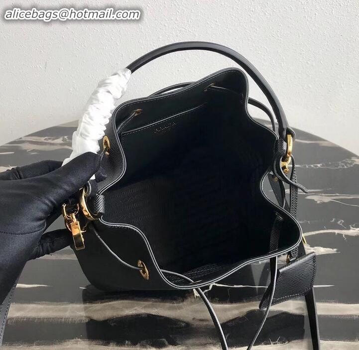 Classic Hot  Prada Saffiano Leather Bucket Bag 1BZ032 Black