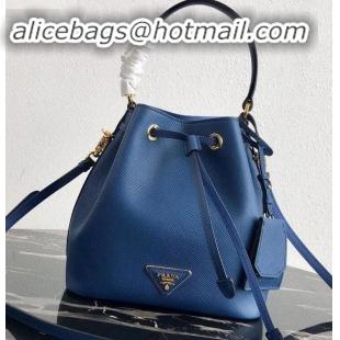 Cheapest Prada Saffiano Leather Bucket Bag 1BZ032 Blue