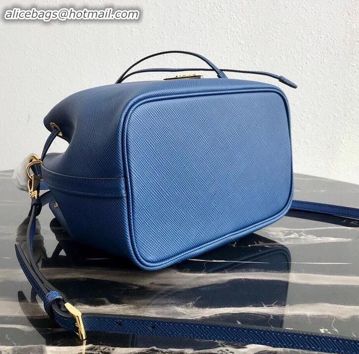 Cheapest Prada Saffiano Leather Bucket Bag 1BZ032 Blue