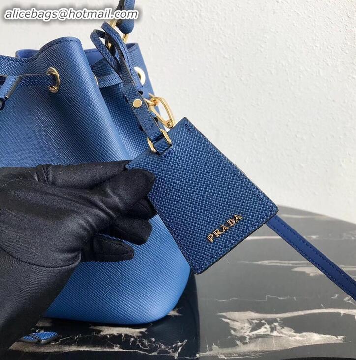 Cheapest Prada Saffiano Leather Bucket Bag 1BZ032 Blue