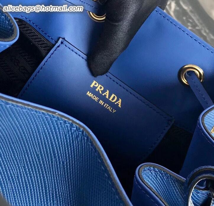 Cheapest Prada Saffiano Leather Bucket Bag 1BZ032 Blue