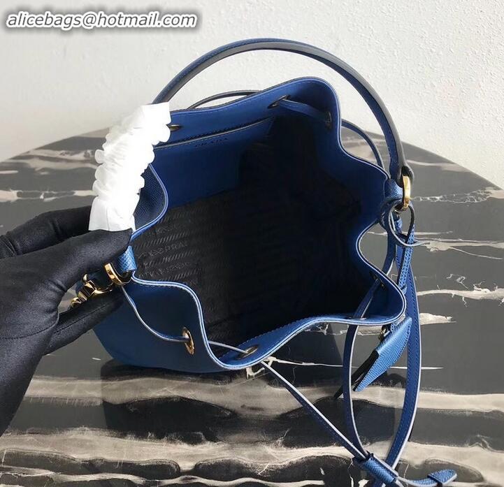 Cheapest Prada Saffiano Leather Bucket Bag 1BZ032 Blue