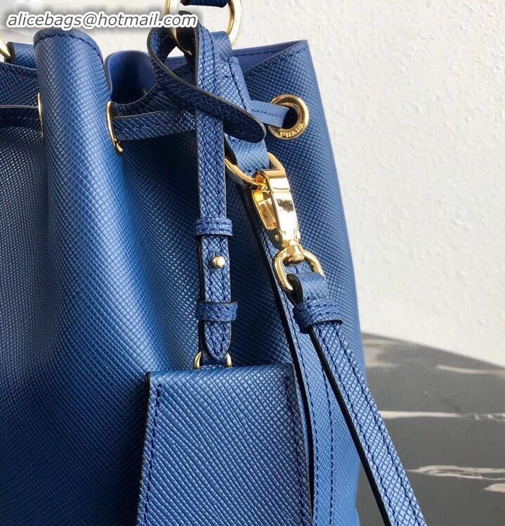 Cheapest Prada Saffiano Leather Bucket Bag 1BZ032 Blue