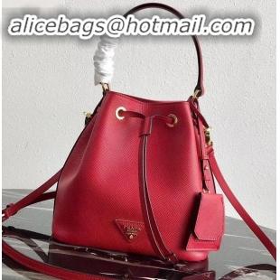 Purchase Prada Saffiano Leather Bucket Bag 1BZ032 Red