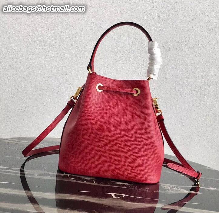 Purchase Prada Saffiano Leather Bucket Bag 1BZ032 Red