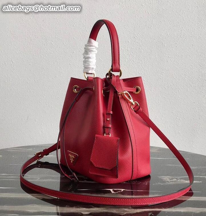 Purchase Prada Saffiano Leather Bucket Bag 1BZ032 Red