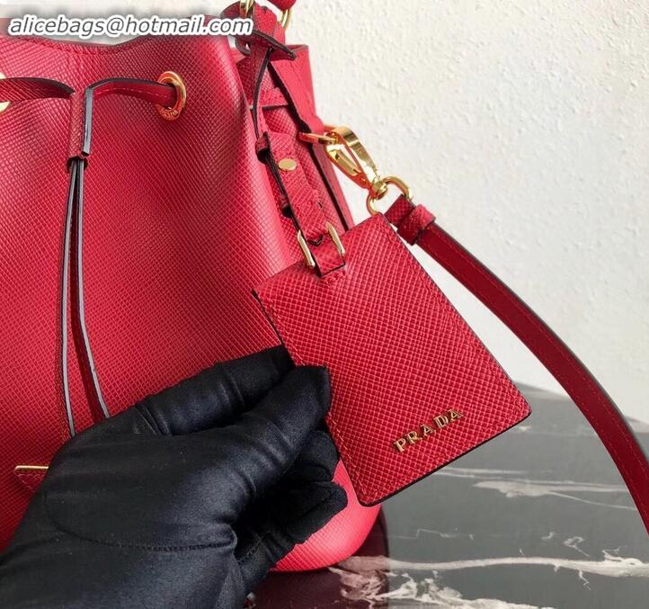 Purchase Prada Saffiano Leather Bucket Bag 1BZ032 Red