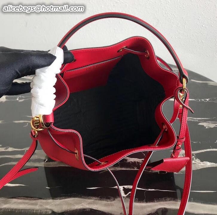 Purchase Prada Saffiano Leather Bucket Bag 1BZ032 Red