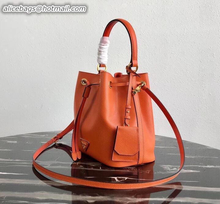 Top Grade Prada Saffiano Leather Bucket Bag 1BZ032 Orange