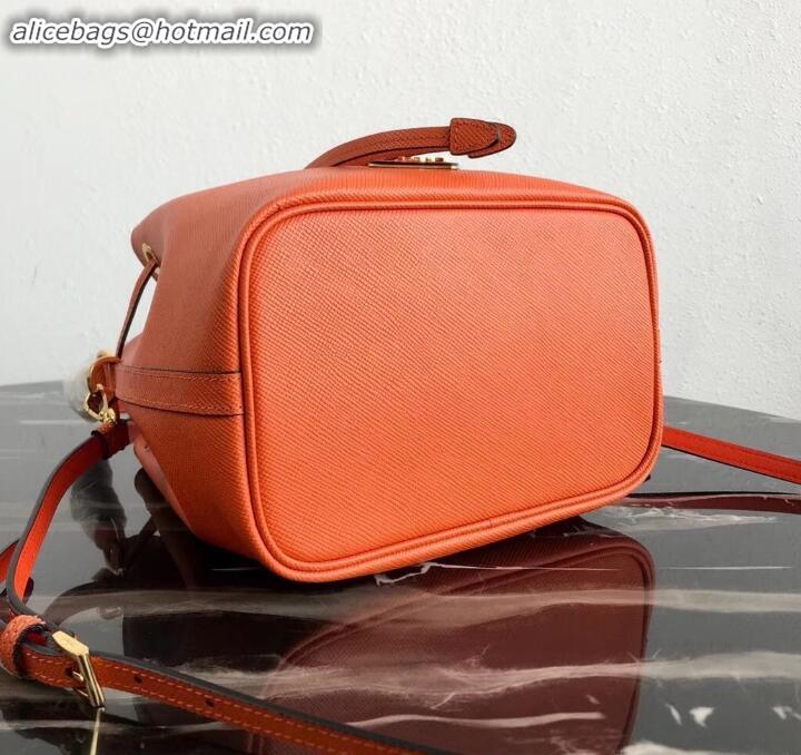 Top Grade Prada Saffiano Leather Bucket Bag 1BZ032 Orange