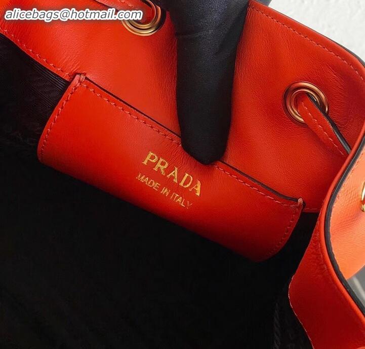 Top Grade Prada Saffiano Leather Bucket Bag 1BZ032 Orange