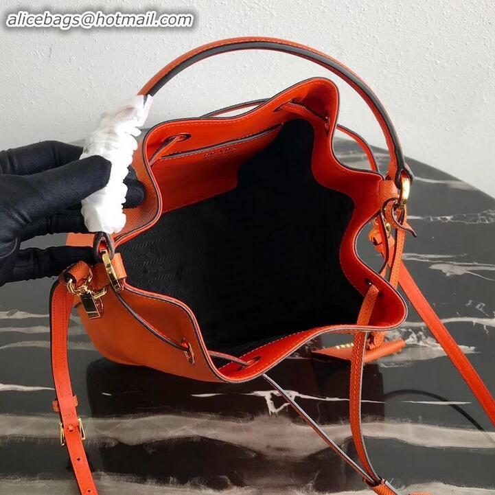 Top Grade Prada Saffiano Leather Bucket Bag 1BZ032 Orange