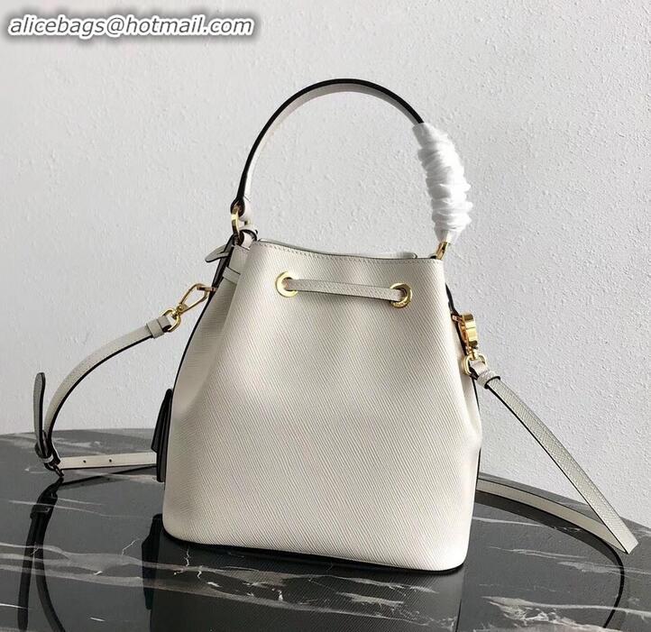 Top Grade Prada Saffiano Leather Bucket Bag 1BZ032 White